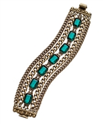 Ben-Amun Green Glass and Chain Bracelet