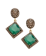 Hari Jewels Green Onyx Dangling Earrings