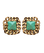 Elizabeth Cole Turquoise Howlite Pyramid Esme Stud Earrings
