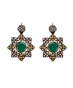 Hari Jewels Diamond Green Onyx Star Earrings