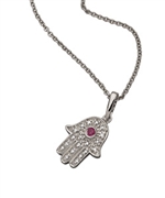 Brian Danielle Ruby Hamsa Necklace