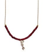 Red Beaded Love Pendant Necklace