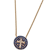 White Cross Disk Pendant Necklace