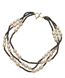 Zoe B. Onyx and Pearl Station Multi-Strand Necklace