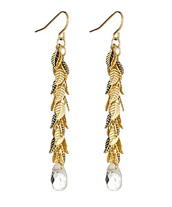 K. Amato Clear and Gold Leaf Earrings