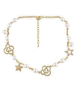 Blu Bijoux Gold and Pearl Charm Necklace