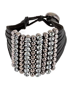 Blu Bijoux Rhinestone Studded Leather Bracelet
