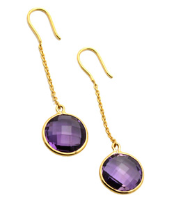 Tresor Round Purple Amethyst Chain Drop Earrings