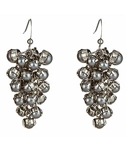 Blu Bijoux Gray Faux-Pearl Cluster Drop Earrings