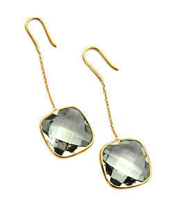 Tresor Green Amethyst Chain Drop Earrings