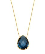 Tresor London Blue Topaz Pear Pendant Necklace