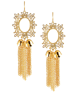 K. Amato Golden Flower Fringe Earrings