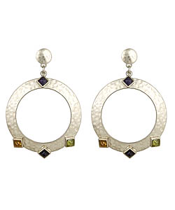 Evelyn Knight Silver and Stone Hammered Earrings