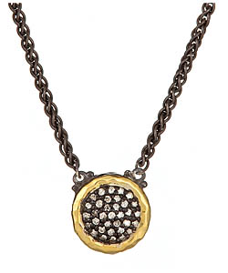 Jordan Scott Pave Bezel Round Necklace