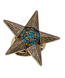Blu Bijoux Brass Star Crystal Ring