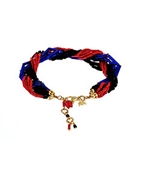 Bee Charming Royal Blue, Black, and Red Beaded Bracelet