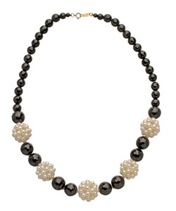 Zoe B. Onyx and Pearl Popcorn Necklace