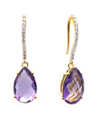 Tresor Purple Amethyst Pear and Pave Diamond Drop Earrings