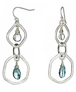 Urban Posh Jessalyn Aqua Quartz and White Topaz Silver Earrings