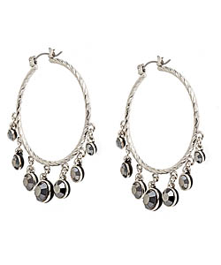 Blu Bijoux Crystal Dangle Hoop Earrings