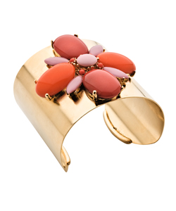 Ben-Amun Gold Coral Colored Stone Cuff