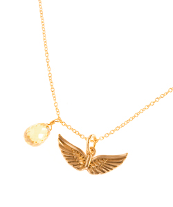 Blu Bijoux Wing and Crystal Necklace in Gold