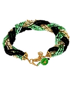 Bee Charming Green, Black, and Gold Beaded Bracelet