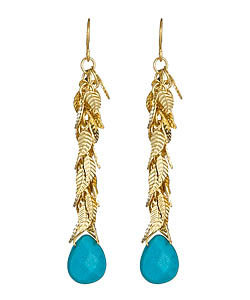 K. Amato Turquoise and Gold Leaf Earrings