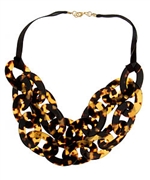 Lisa August Tortoiseshell Double-Strand Bib Necklace