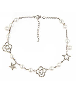 Blu Bijoux Silver and Pearl Charm Necklace