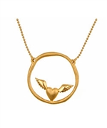 Agrigento Flying Heart Circle Pendant Necklace