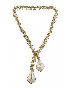 Ali NY Crystal Leaf Lariat Necklace