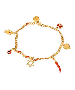 Blee Inara’s Enamel and Charm Bracelet in Coral