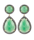 Majolie Diamond-Detailed Green Aventurine Teardrop Earrings 