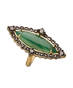 Indulgems Green Onyx and Black CZ Marquise Shape Ring