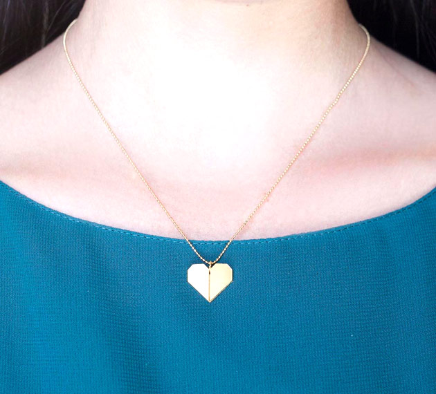 Spotlight: Shlomit Ofir’s Gold Origami Heart Pendant Necklace