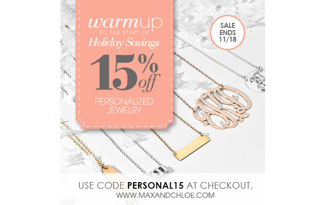 Two Days Left on Personalized Jewelry Sale - Take 15% Off Now!
